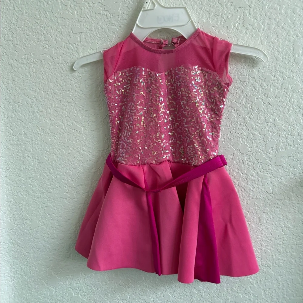 Weissman Never Gonna Not Dance Again Pink Dance Dress Costume XS Child Sequin